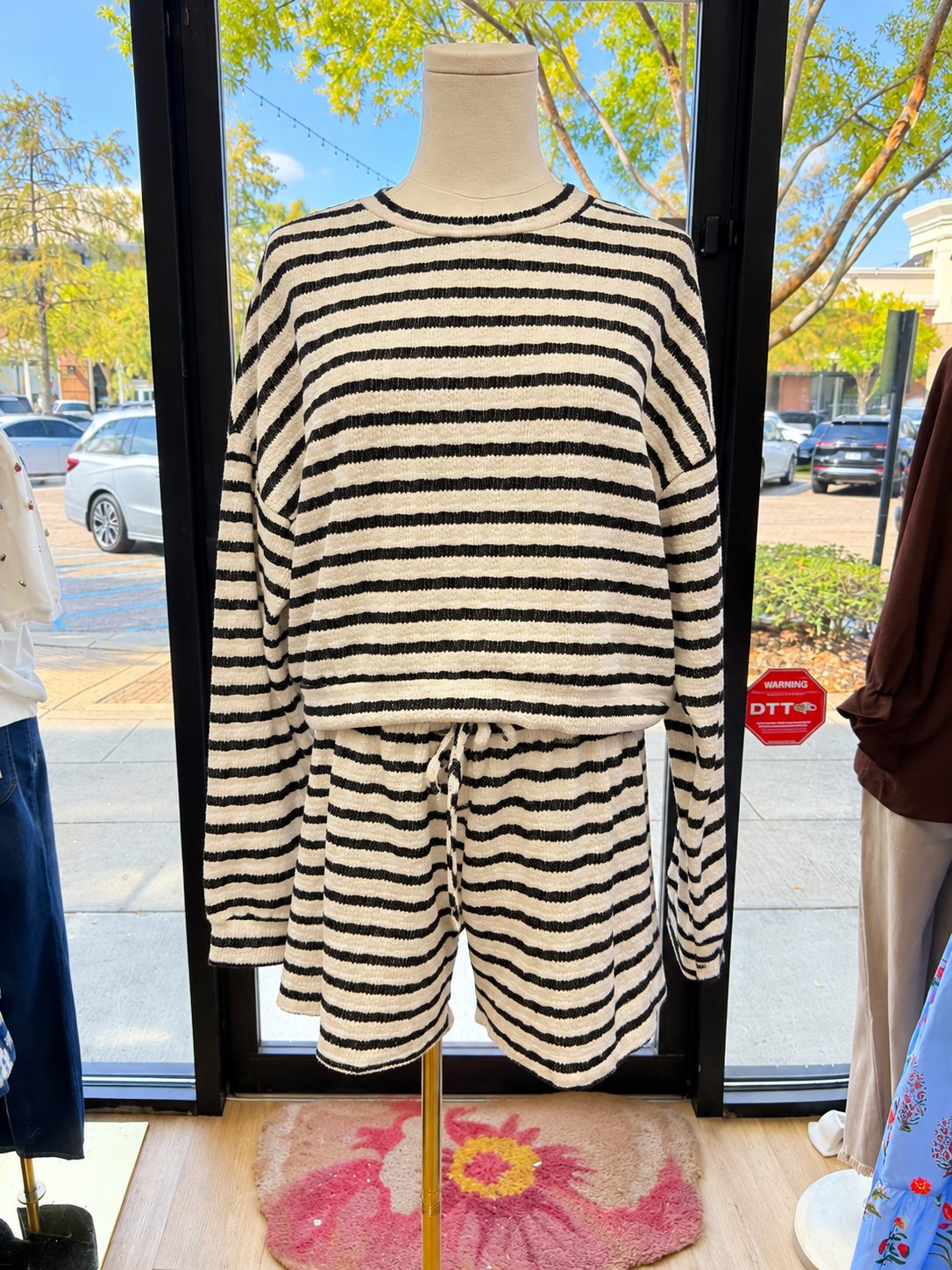 Cozy Stripe Lounge Short  Set