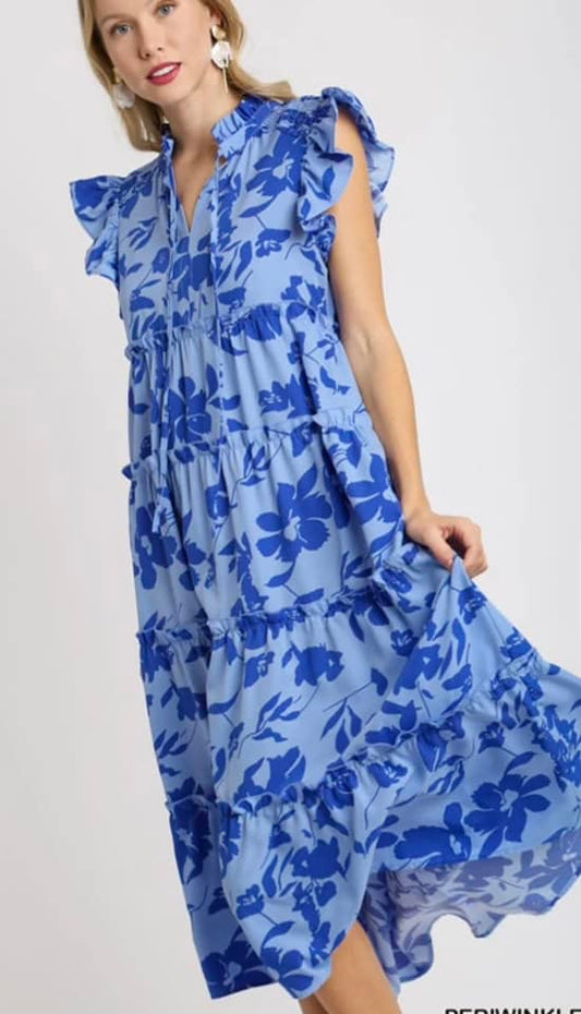 Periwinkle Graphic Floral Maxi Dress
