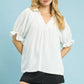 Solid Collared V-Neck Top