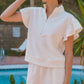 Cream Ruffle Sleeve Top & Short Set