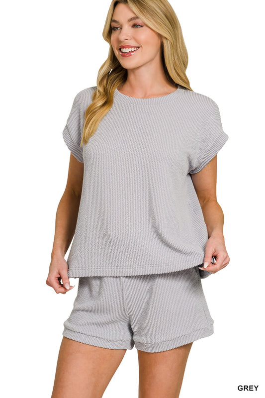Gray Ribbed Set