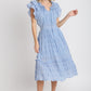 Blue Light Weight Flutter Sleeve Dress