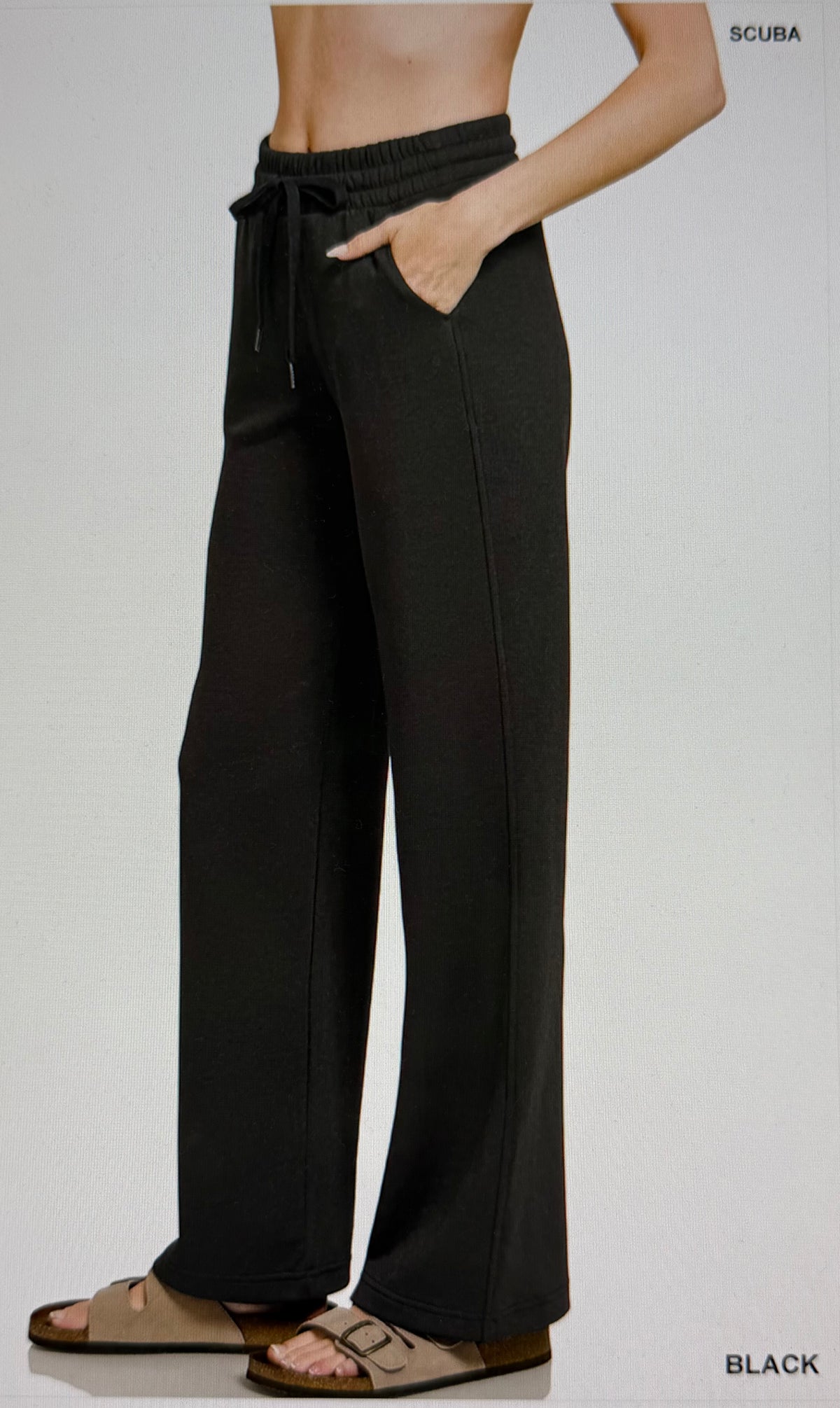 Elastic Waist Solid Color Pants