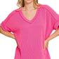 Ribbed V-neck Top
