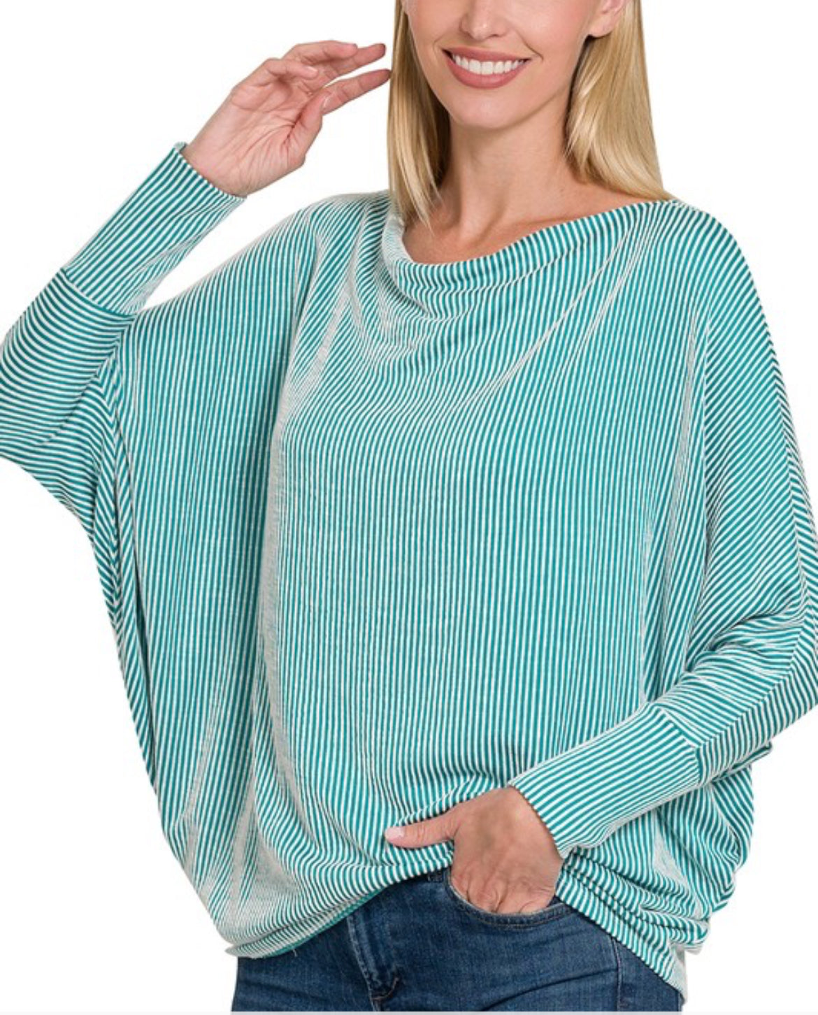 Ribbed Dolman Long Sleeve Top