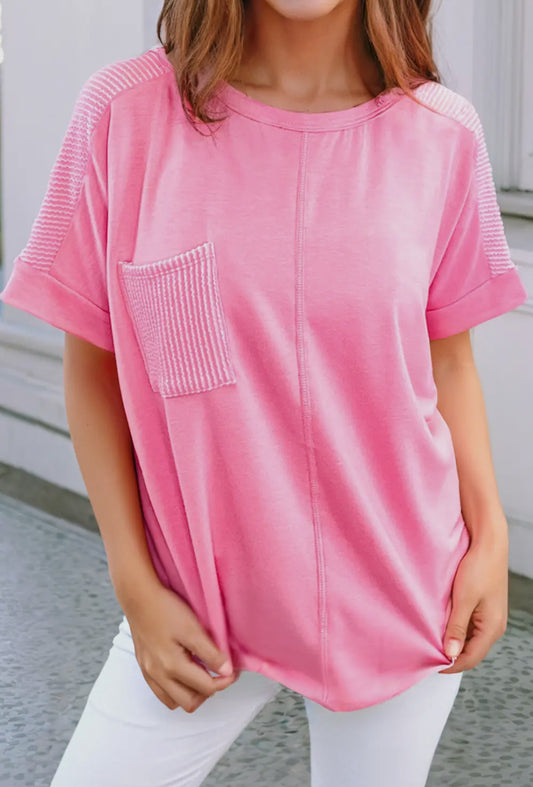 Pink Corded Pocket Top