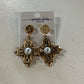 Gold Pearl Cross Earrings