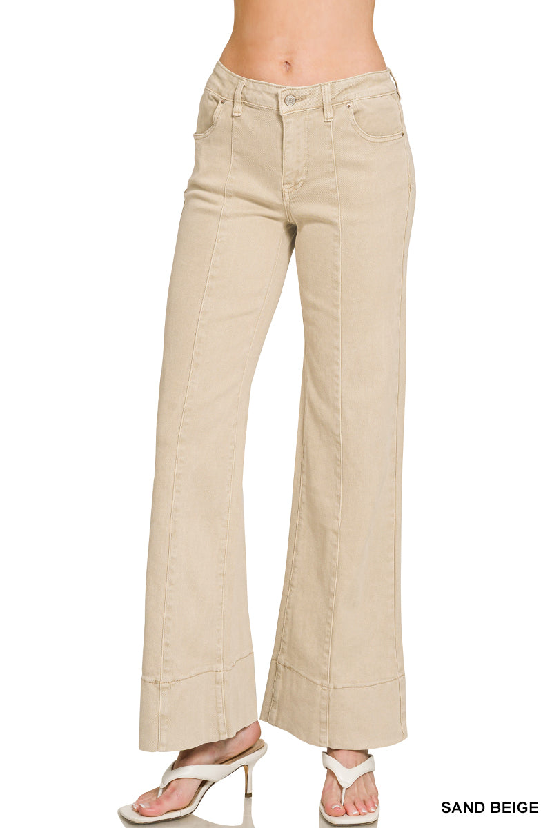 Mid-Rise Wide Leg Pants