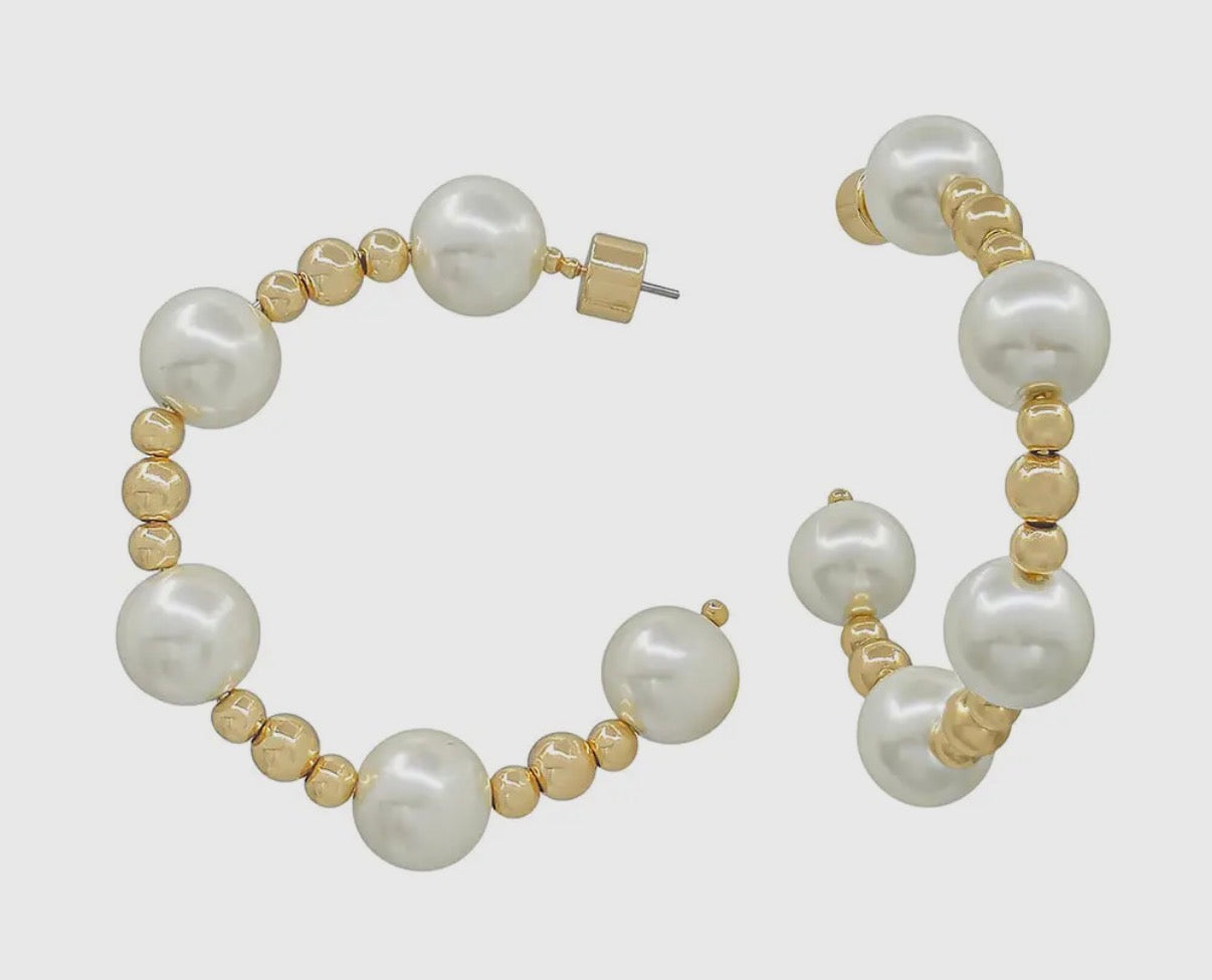 Gold Pearl hoops
