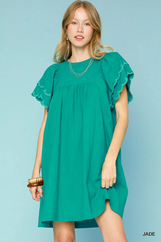 Jade Ruffle Sleeve Dress