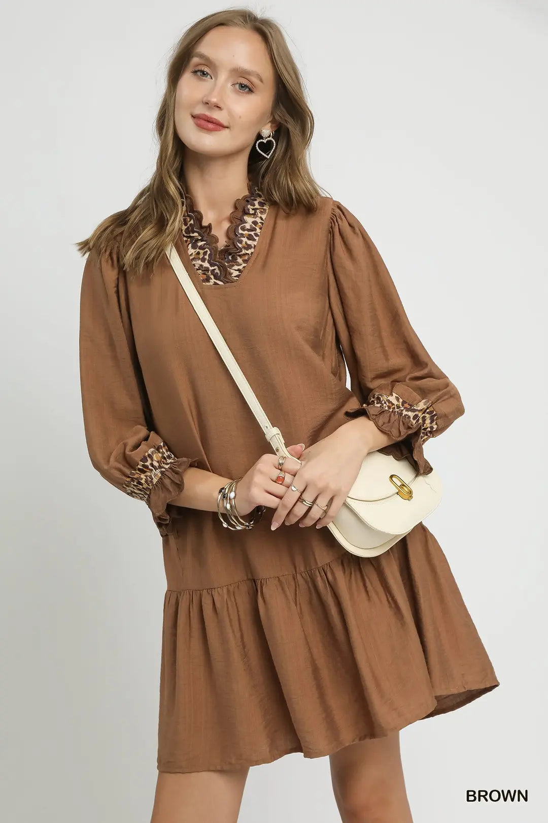 Leopard Trim Short Dress