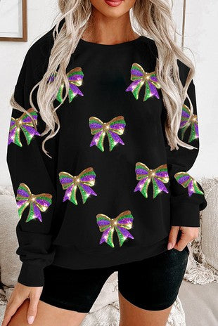 Sequin Mardi Gras Bow Top