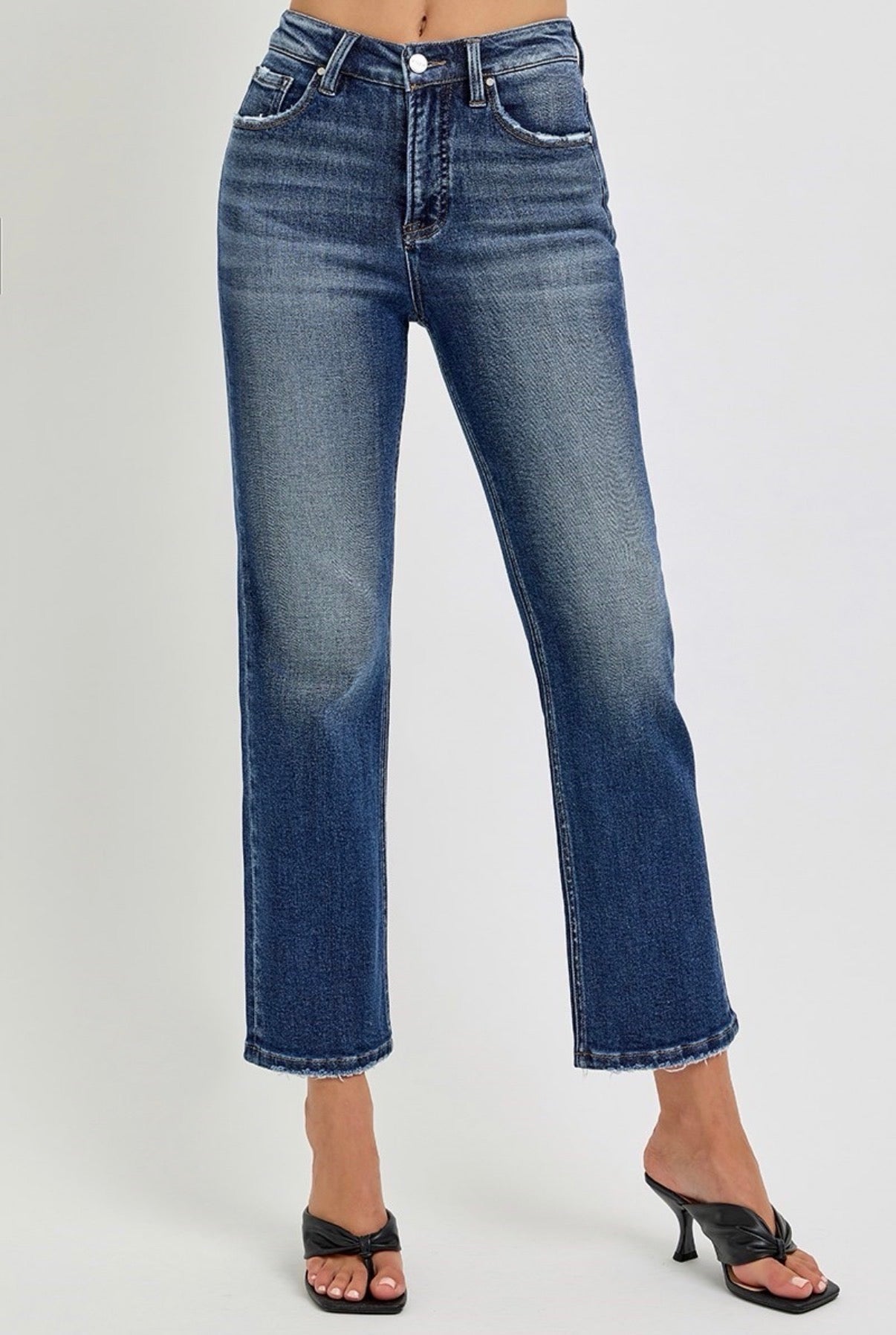 Dark High Rise Cropped Jeans