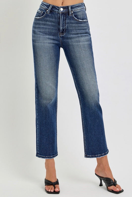 Dark High Rise Cropped Jeans