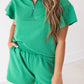 Green 2pc Flutter Sleeve Short Set
