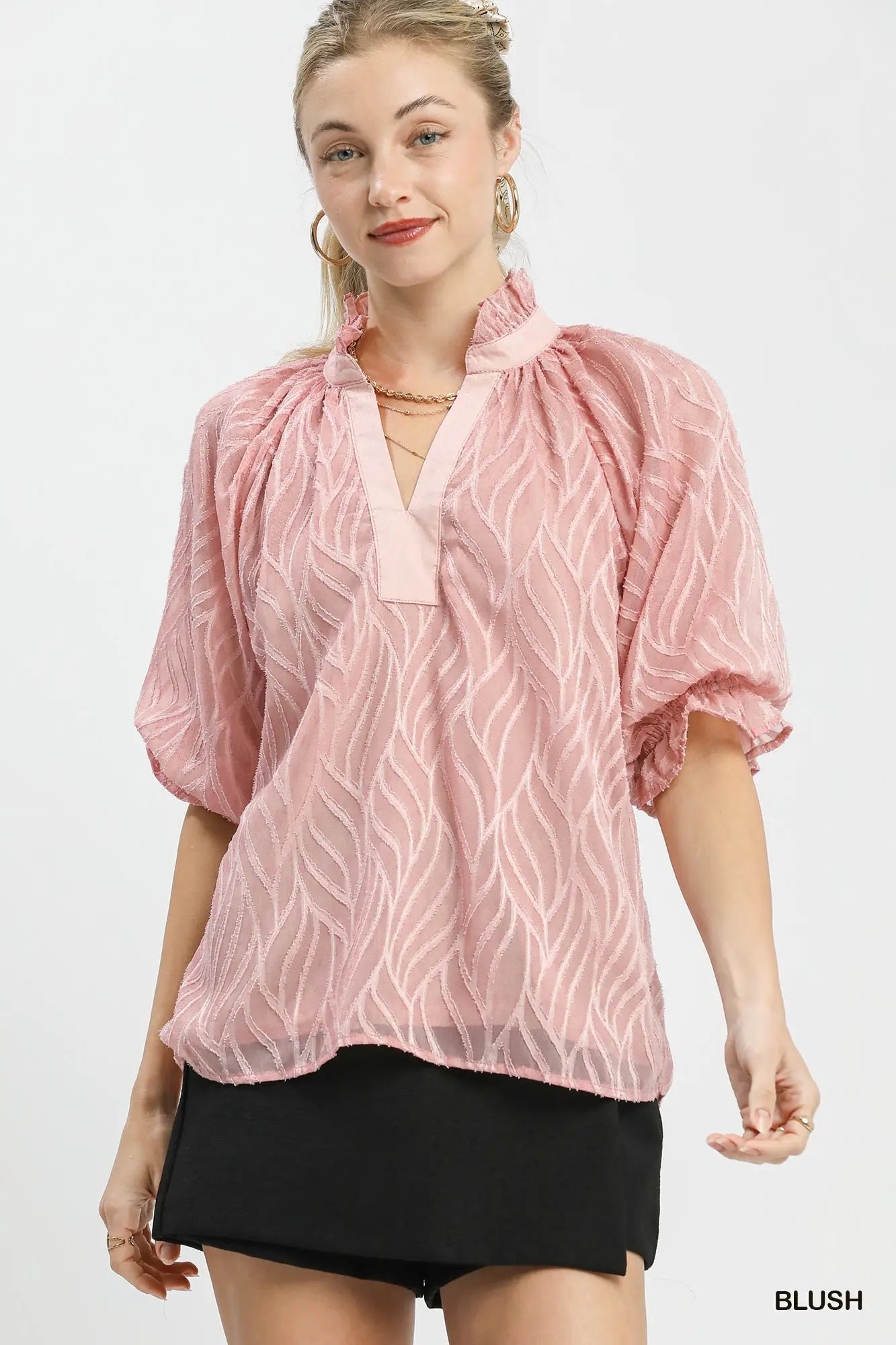 Textured Puff Sleeve Top