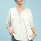Textured Split Neck Puff Sleeve Top