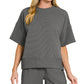 Ribbed Round Neck Shorts Set