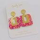 Pink & Glitter Gold Earrings
