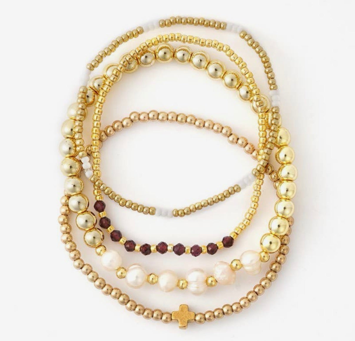 Pearl Chain Stretch Bracelet Set