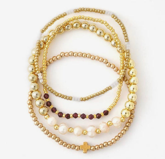Pearl Chain Stretch Bracelet Set