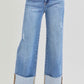 Wide Cuff Washed Jeans