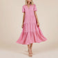Pink Button Midi Dress