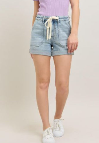 Tie Denim Shorts