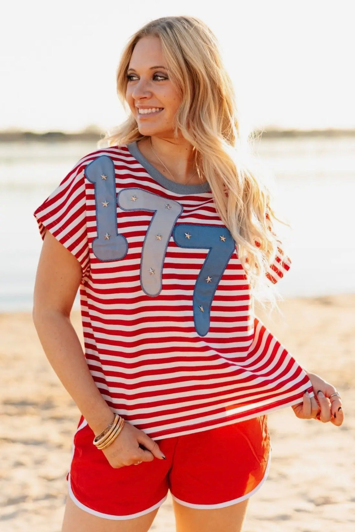 Stripe Short Sleeve Top USA 1776