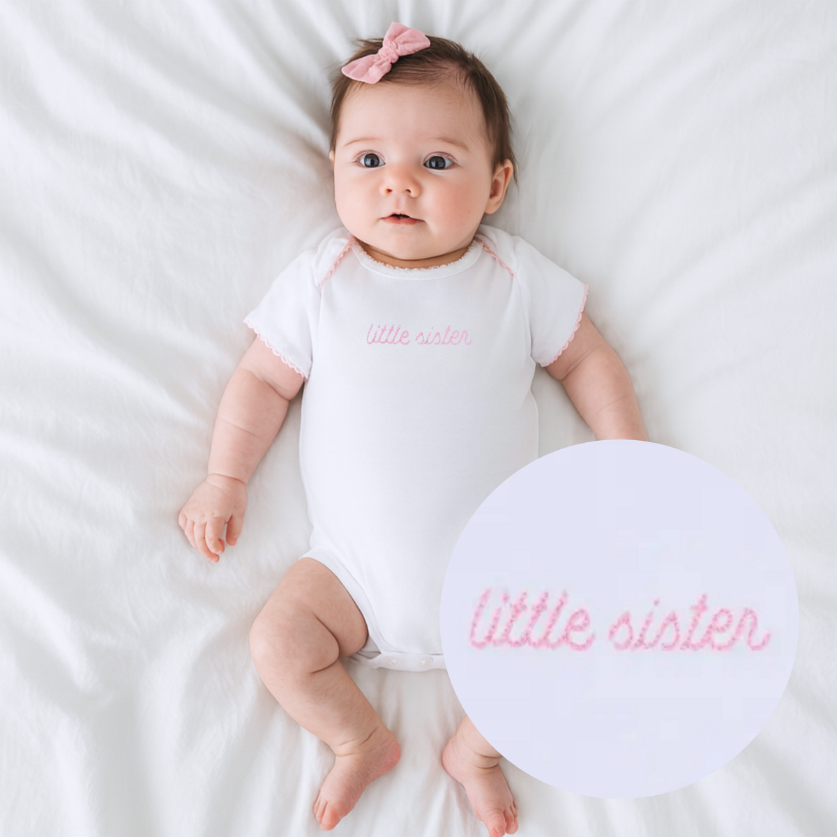 Little Sister Embroidered Short Sleeve Bodysuit