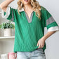 BASIC COLLAR URBAN RIBBED CONTRAST TOP