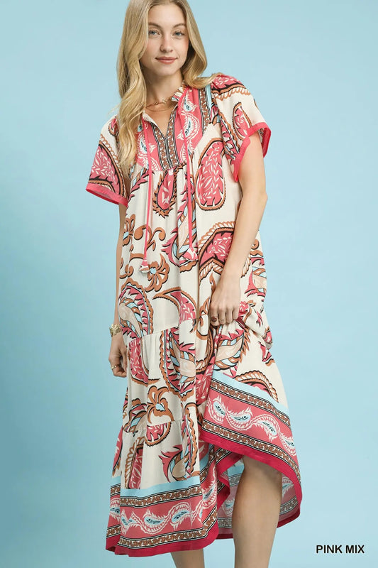 Mix Paisley Print Dress