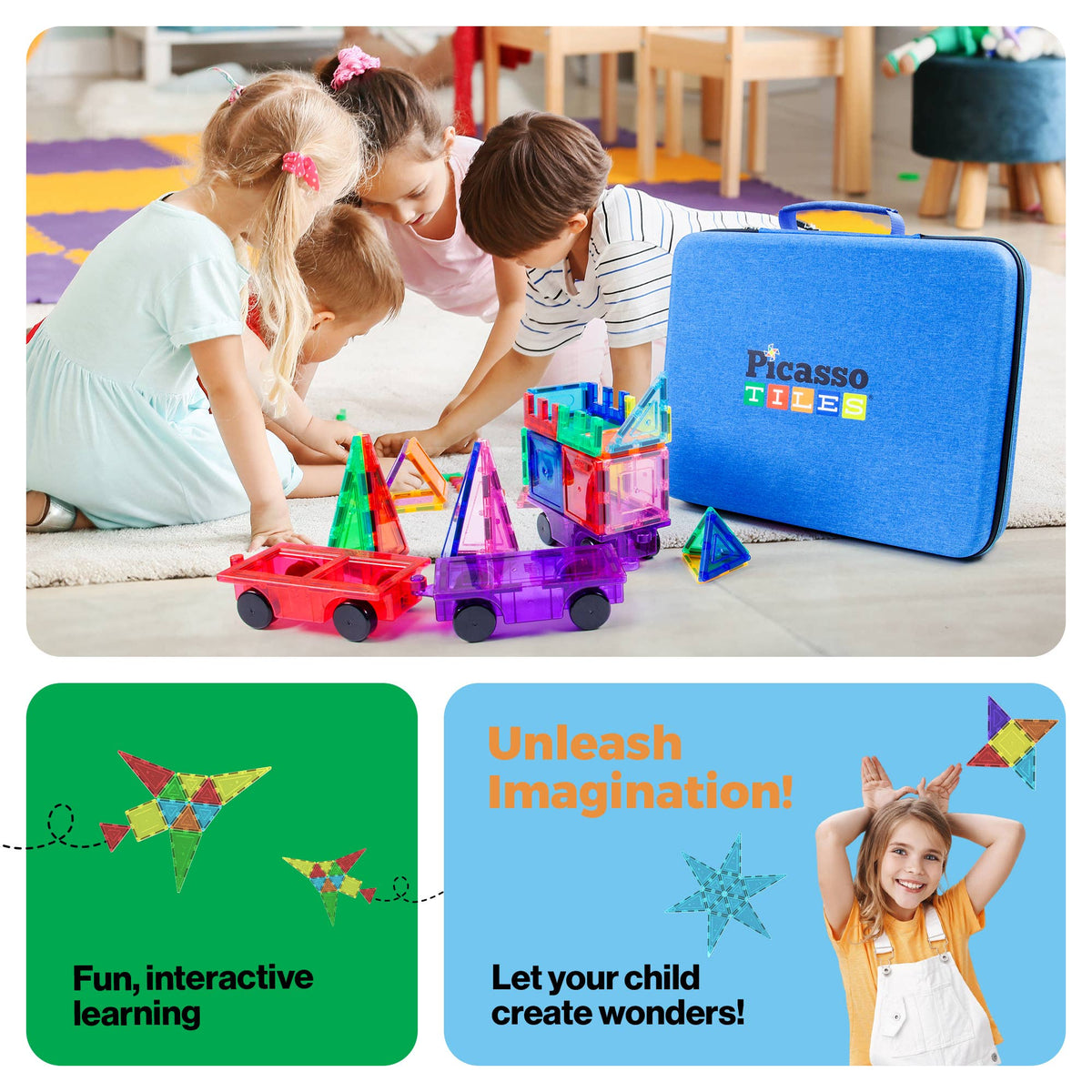 PicassoTiles Magnetic Tiles Medium Storage Case