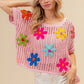 Pink Flower Knit Top