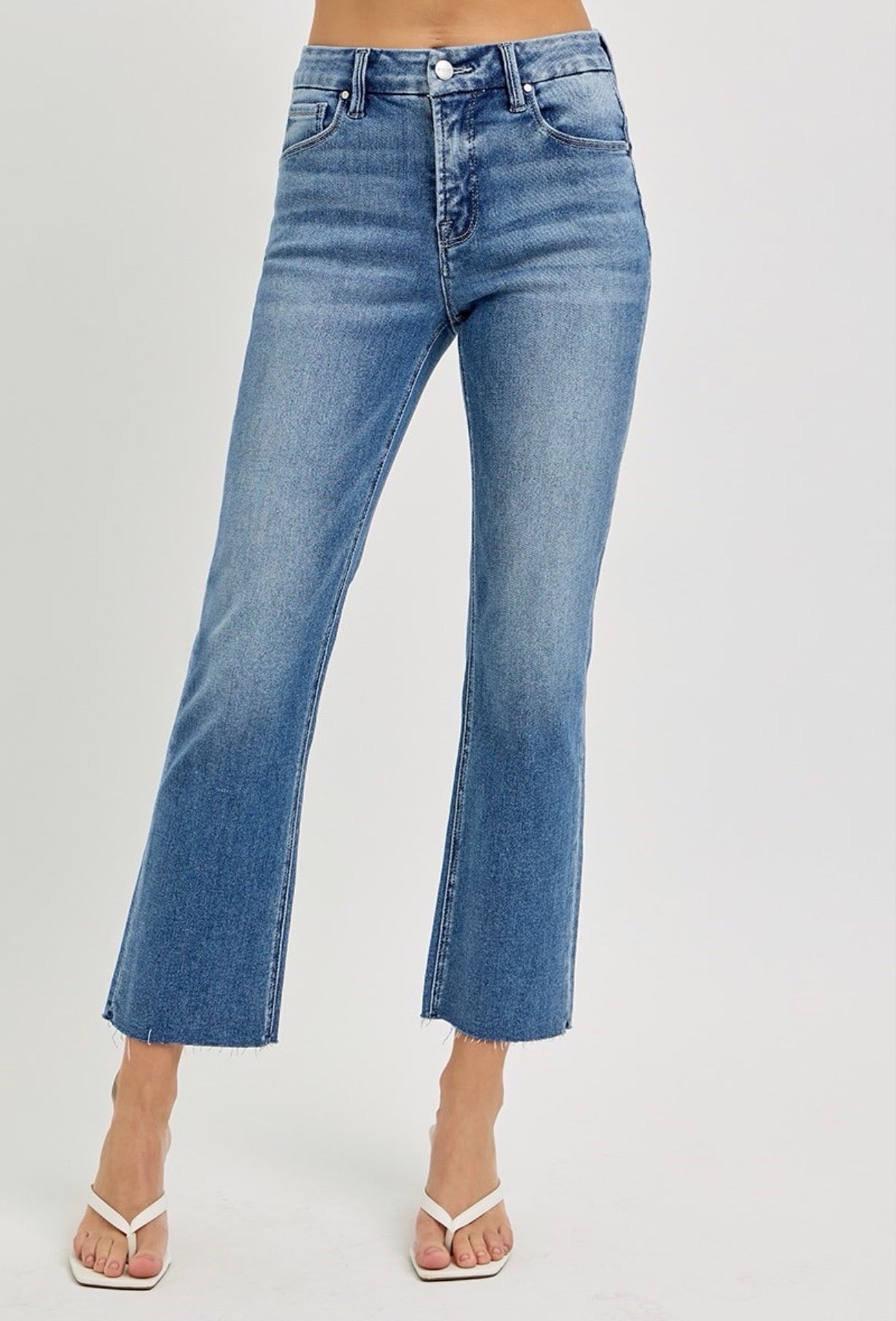 Tummy Control High Rise Cropped Straight Jeans