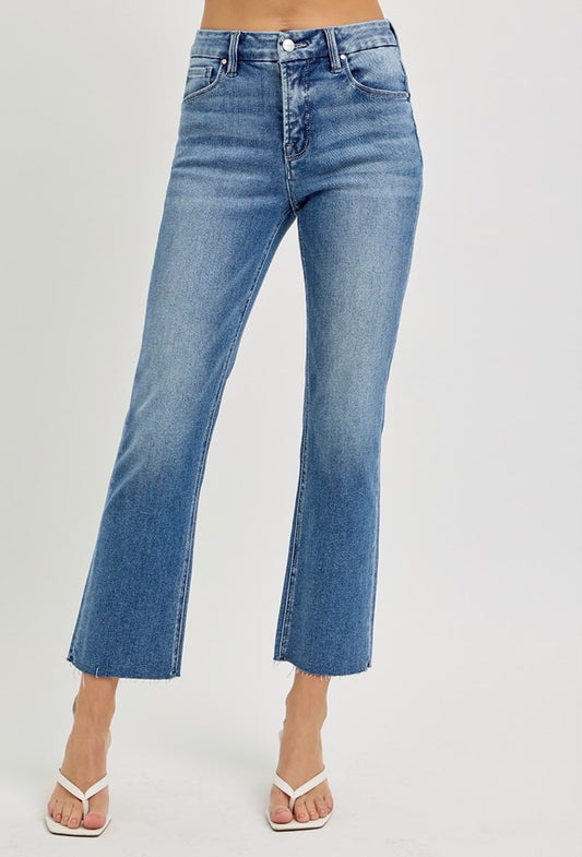 Tummy Control High Rise Cropped Straight Jeans