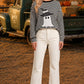 Halloween Ghost Appliqué Striped Long Sleeve Top