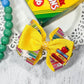 School Books and Pencils Yellow Hair Bow