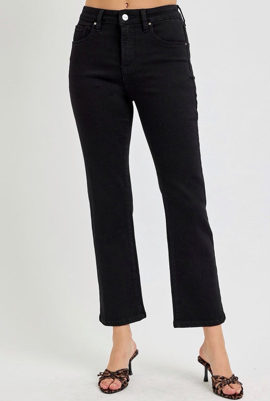 Black High Rise Cropped Jeans
