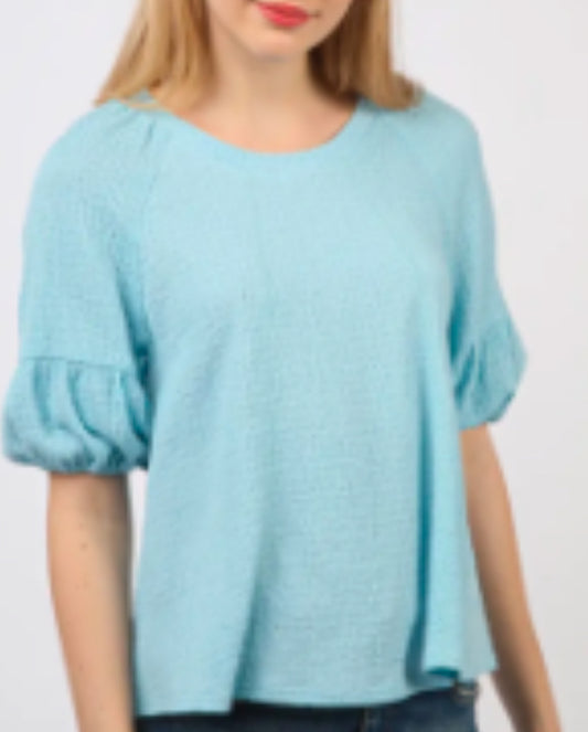 Teal Puff Sleeve Top