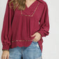 Leopard Trim Long Sleeve Top