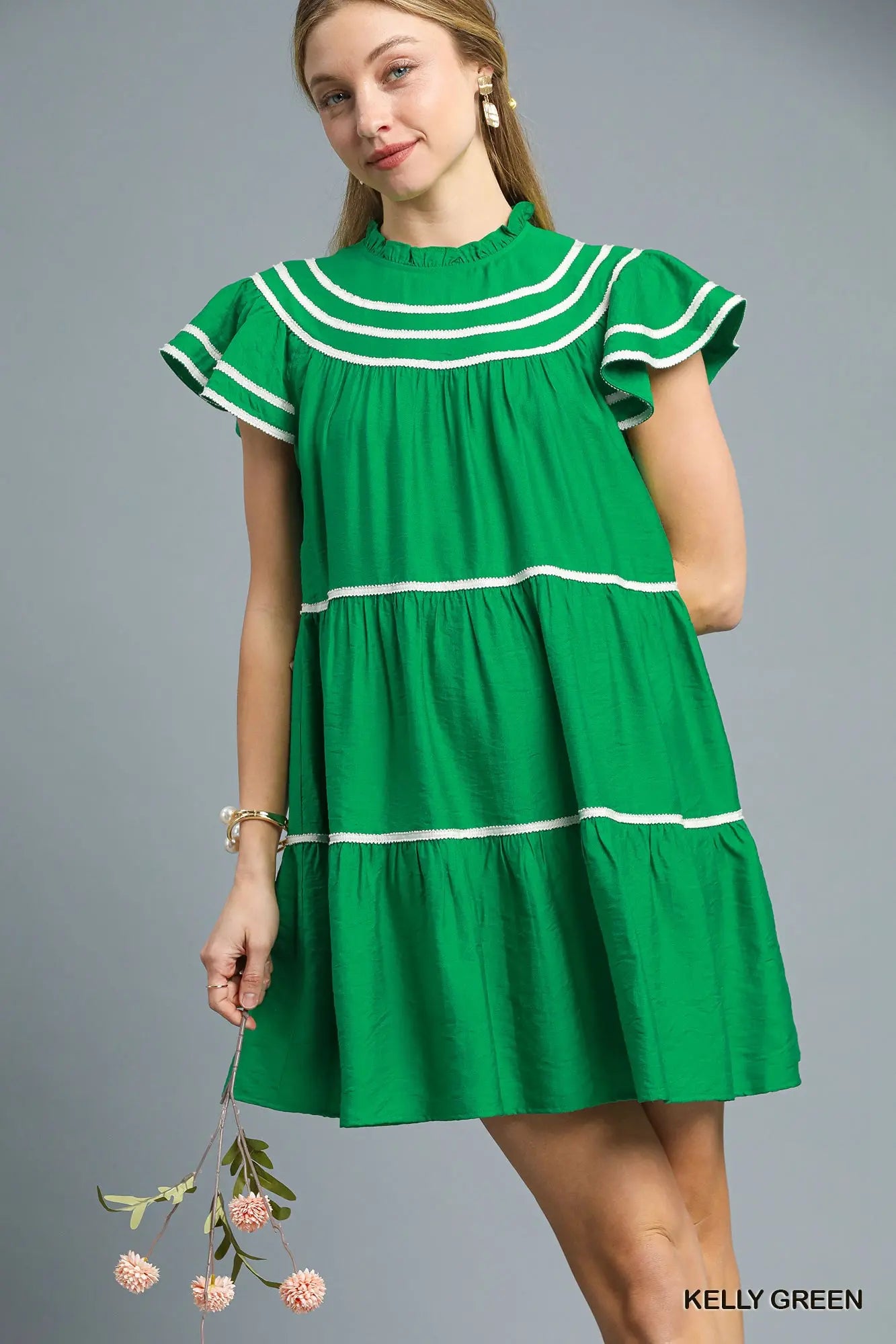 Trim Patterned Dress