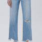 High Rise Distressed Crop Wide Leg Jeans