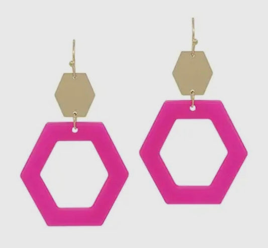 Hot Pink and Gold Earrings