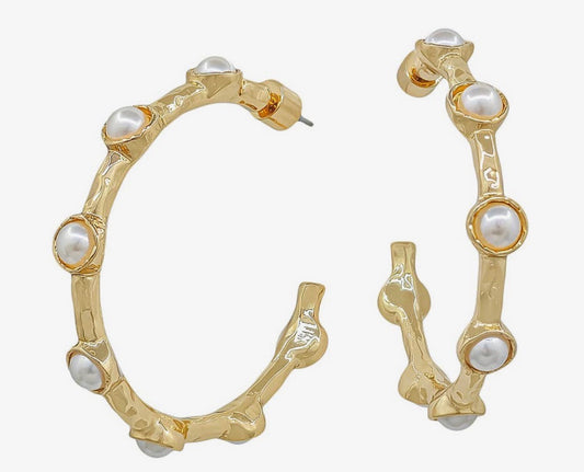 Pearl & Gold Hoops