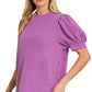 Ribbed Puff Sleeve Top