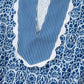 Blue Floral Striped Print Contrast Ric-rac Puff Sleeve Top