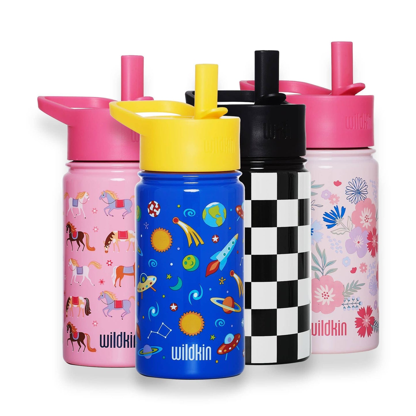 Pink Floral 14 oz Steel Water Bottle