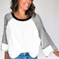 Black Striped Bracelet Sleeve Raglan Patchwork Top