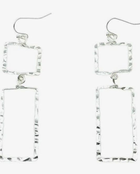 Silver Rectangle Dangle Earrings